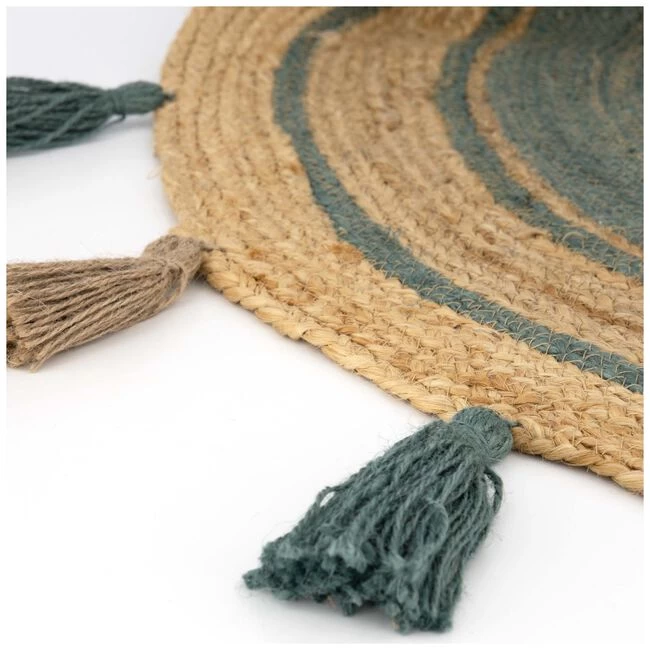 Prenatal Vloerkleed Rond Jute Naturel/groen 4 Prenatal Vloerkleed Rond Jute Naturel/groen - Afbeelding 2