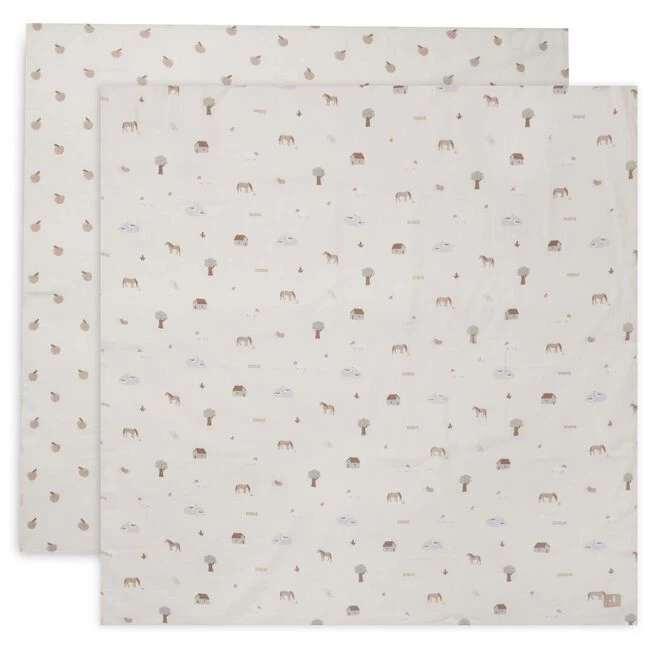 Jollein Swaddle / Hydrofiele Doek Boerderij 2-pack 3 Jollein Swaddle / Hydrofiele Doek Boerderij 2-pack